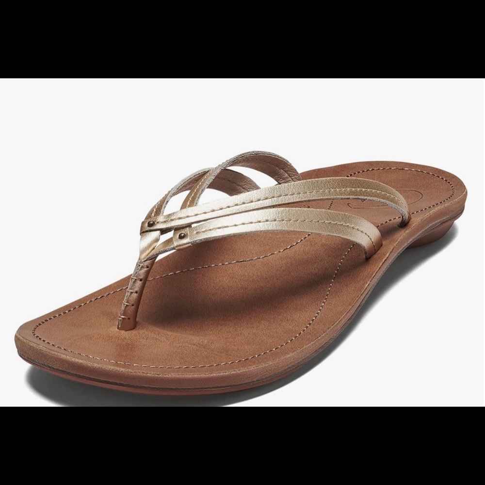 Olukai U’i Leather Sandal, size 9, gold
